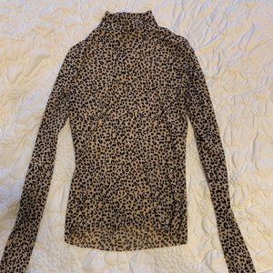 Semi Sheer Turtleneck In Vintage Leopard